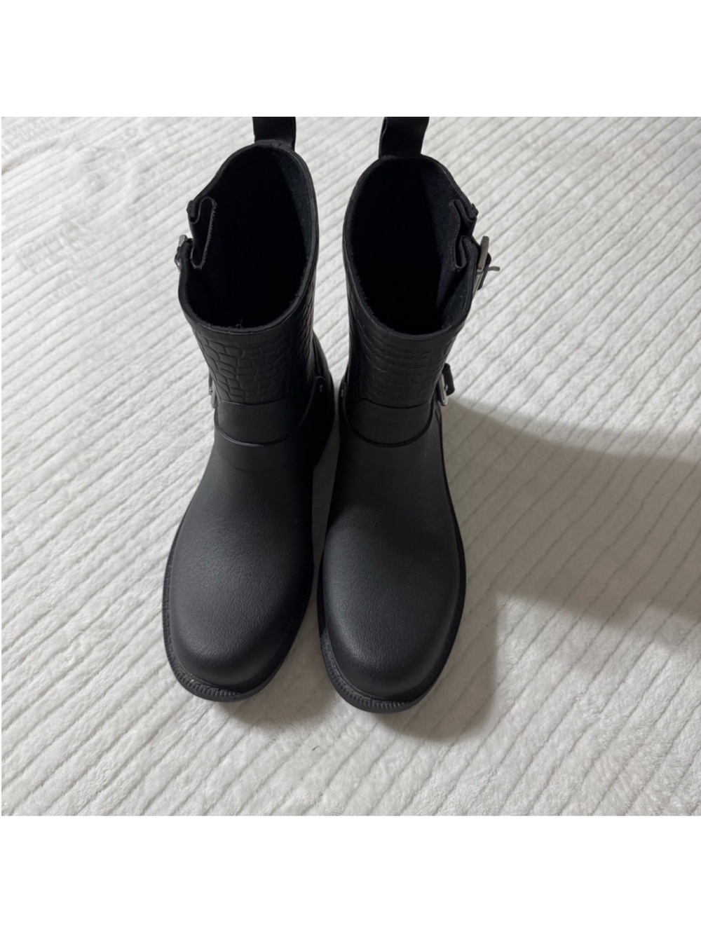 Sam Edelman Black Mid-Calf Lace-Up Buckle Boots